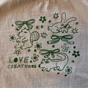 Kids Artisanal Graphic Tee Sage Green Woodland Creatures Unisex XS (4-5)